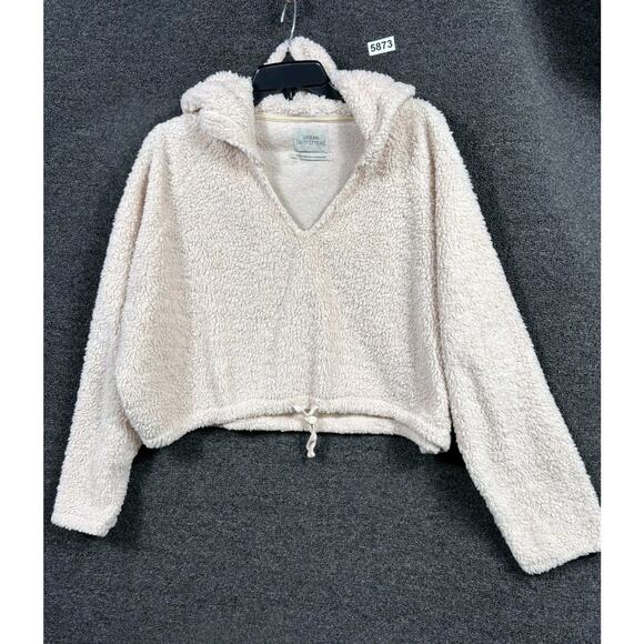 Urban Outfitters Cropped Sherpa Teddy Hoodie w/Drawstring Waist Womens Size M - Picture 1 of 8